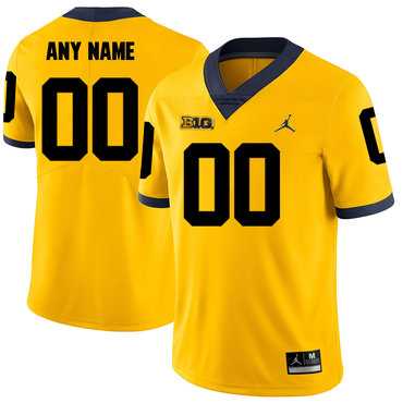 Men%27s Michigan Wolverines Yellow Customized College Football Jersey
